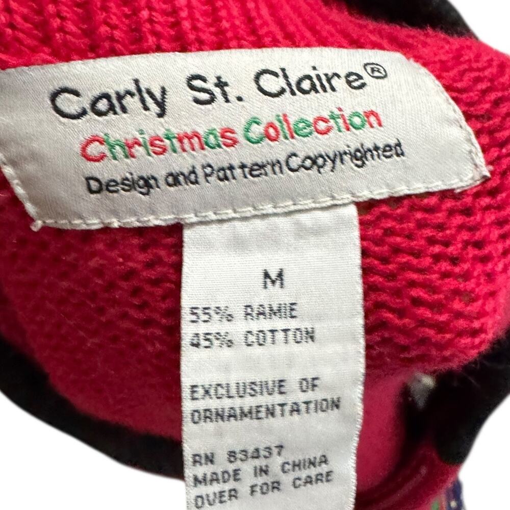 Carly St Claire VTG Christmas Embroidered Festive Sweater Zip Cardigan M - Picture 10 of 10